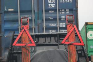 The safety triangle is a triangular sign with red sides photo