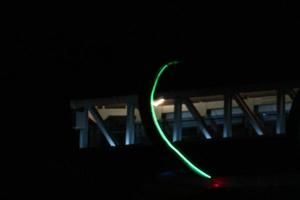 Summarecon mall pedestrian crossing bridge which has very beautiful colorful lights photo