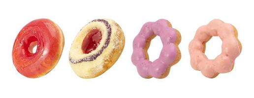 Set of Donuts isolated on white background with clipping path photo