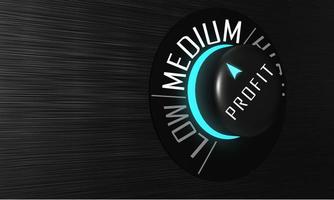 Push control button font profit low medium high copy space symbol blue business click strategy management economy money wealth financial marketing success progress improvement assessment .3d render photo