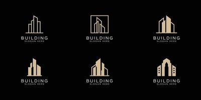 set of building logo design template vector