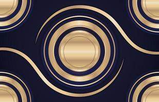 abstract rounded shapes blue and gold with dark blue background vector