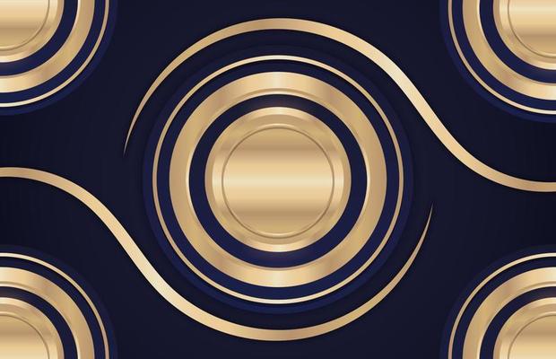 abstract rounded shapes blue and gold with dark blue background