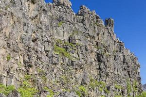 View on cliffs of Thingvellir continental fault in Iceland in summer photo