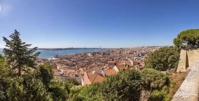 Aerial panoramic view over Lisbon from Castelo de Sao Jorge in summer photo