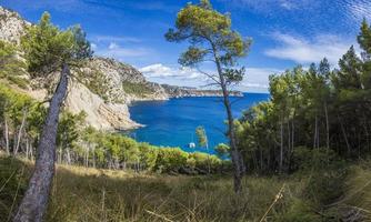 Panoramic picture of lovely Platja des Coll Baix on Mallorca island photo