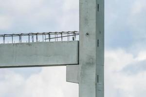 Precast concrete elements on construction site during installation process photo