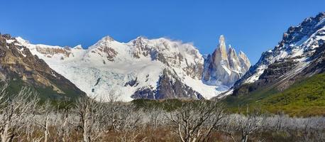 Panoramic picture of Cerro Torre taken from El Chalten hiking trail photo