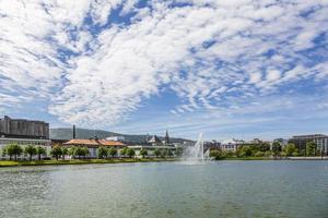 View over Lille Lungegardsvannet lake in the norwegian city of Bergen in summer photo