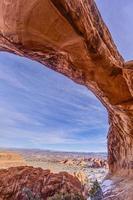 Panoramic picture of natural and geological wonders of Arches national park in Utah in winter photo