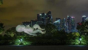 Picture of Gardens by the bay park in Singapore during nighttime in September photo