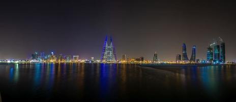 Panoramic picture of Manama skyline on in Bharain at night in November photo