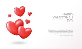 Plantilla de ilustración de vector de amor de corazón 3d. adecuado para el elemento de diseño del fondo del día de san valentín, el amor y la decoración de eventos románticos.