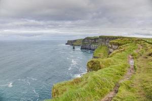 View over cliff line of the Cliffs of Moher in Ireland during daytime photo