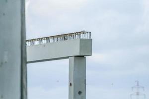 Precast concrete elements on construction site during installation process photo