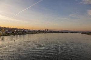 Panoramic picture over the river rhine and the German historic city of Mainz photo