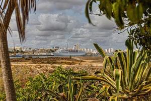 View on cruise ship in Portimao harbor in Portugal in summer photo