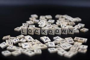 Lock down - Covid-19 - symbolic letters - dark background photo