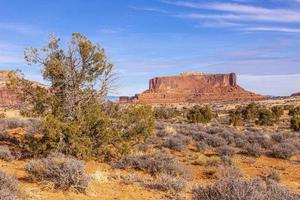 View on typical rock formations in Conyonlands National Park in Utah in winter photo