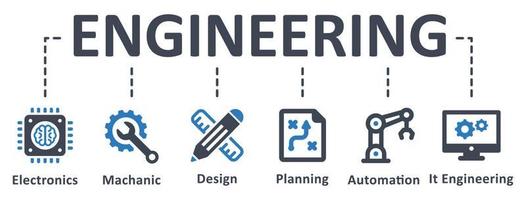 icono de ingeniería - ilustración vectorial . ingeniería, electrónica, electrónica, mecánica, diseño, planificación, automatización, ingeniería informática, infografía, plantilla, concepto, banner, conjunto de iconos, iconos. vector