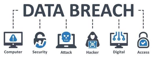 Data Breach icon - vector illustration . data, breach, computer, security, attack, hacker, algorithm, access, digital, infographic, template, presentation, concept, banner, icon set, icons .