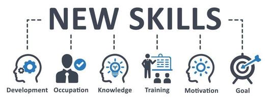 New Skills icon - vector illustration . new, skills, skill, development, occupation, goal, training, knowledge, motivation, learn, infographic, template, concept, banner, icon set, icons .