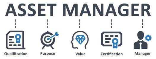 Asset Manager icon - vector illustration . asset, manager, qualification, purpose, value, certification, adviser, registered, infographic, template, concept, banner, pictogram, icon set, icons .