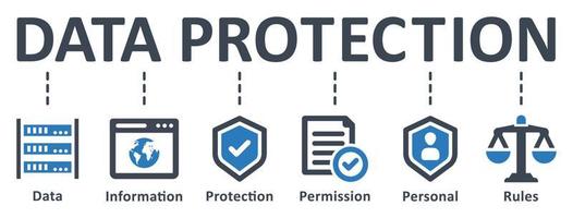 icono de protección de datos - ilustración vectorial . datos, protección, información, permiso, personal, seguridad, reglas, cumplimiento, infografía, plantilla, concepto, banner, pictograma, conjunto de iconos, iconos. vector