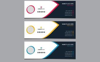 Elegant clean abstract minimal simple modern professional creative corporate business email signature banner design template colorful combinations. vector