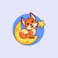 cute fox mascot.  cartoon illustration. vector