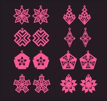 A collection of Earrings templates with geometric and abstract shapes. Isolated stencils pattern suitable for handmade work, laser cutting and printing. Jewelry Template. vector