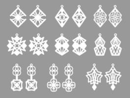 A collection of Earrings templates with geometric and abstract shapes. Isolated stencils pattern suitable for handmade work, laser cutting and printing. Jewelry Template. vector