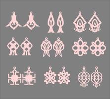 A collection of Earrings templates with geometric and abstract shapes. Isolated stencils pattern suitable for handmade work, laser cutting and printing. Jewelry Template. vector