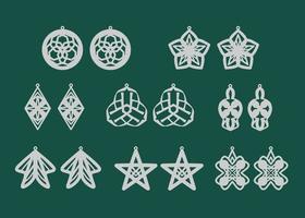 A collection of Earrings templates with geometric and abstract shapes. Isolated stencils pattern suitable for handmade work, laser cutting and printing. Jewelry Template. vector