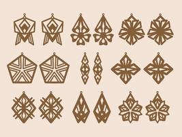 A collection of Earrings templates with geometric and abstract shapes. Isolated stencils pattern suitable for handmade work, laser cutting and printing. Jewelry Template. vector