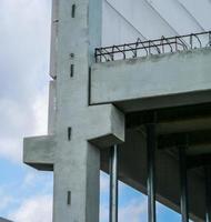 Precast concrete elements on a construction site durung installation process photo