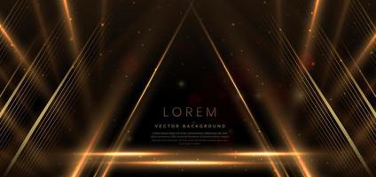 legant golden triangle glowing with lighting effect sparkle on black background. Template premium award design. vector