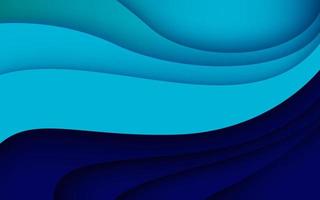 Multi layers blue color texture 3D papercut layers in gradient vector banner. Abstract paper cut art background design for website template. Topography map concept or smooth origami paper cut