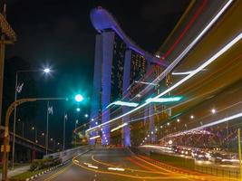 Night scene from Singapore Marina Bay district in September photo