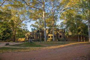 Mystical and famous ruins of Anchor Wat in Cambodia with no people in summer photo