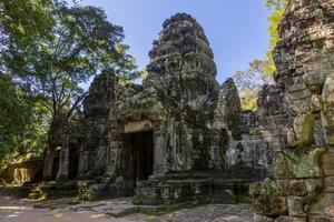 Mystical and famous ruins of Anchor Wat in Cambodia with no people in summer photo