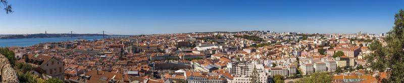 Aerial panoramic view over Lisbon from Castelo de Sao Jorge in summer photo