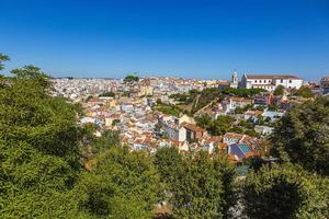 Aerial panoramic view over Lisbon from Castelo de Sao Jorge in summer photo
