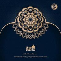 Blue luxury background with mandala design for ramadan and eid celebration template vector