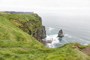 View over cliff line of the Cliffs of Moher in Ireland during daytime photo