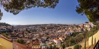 Aerial panoramic view over Lisbon from Castelo de Sao Jorge in summer photo
