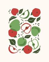Art print. Abstract apples. Modern design for posters, cards, cover, t shirt and other vector