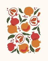 Art print. Abstract pomegranate. vector