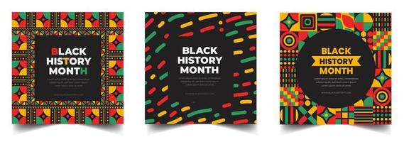 black history month social media post square banner design. black history month background. Juneteenth Independence Day Background. Freedom or Emancipation day. Neo Geometric pattern concept. vector