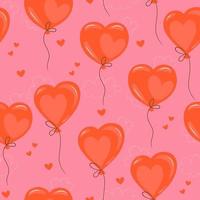 Seamless pattern with heart-shaped balloons. Vector graphics.